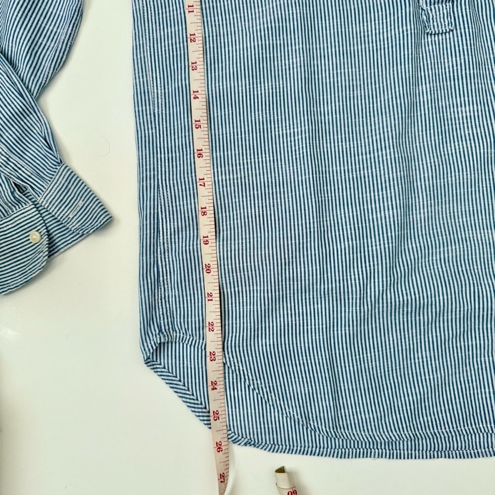 GAP Boyfriend Stripe Cotton Popover Shirt Blue White Small - Picture 6 of 8